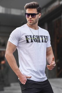 Белая мужская футболка с рваным принтом 4592 MADMEXT