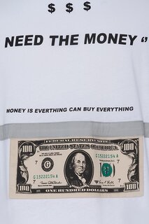 Белая футболка оверсайз с принтом в виде долларов на спине 2YXE2-45949-01 XHAN
