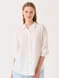 Белая повседневная рубашка с длинным рукавом и воротником-стойкой Jimmy Key