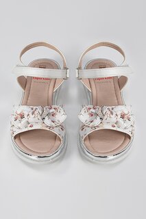 Белые сандалии для девочек с цветочным принтом LupiaKids