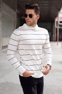 Белый мужской свитер с капюшоном 5623 MADMEXT
