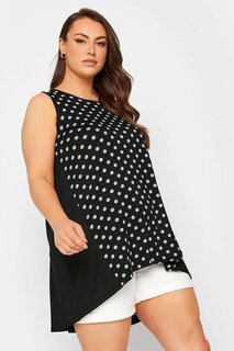 Блуза размера плюс с круглым вырезом и узором в горошек с нулевыми рукавами 302251 Stil Diva