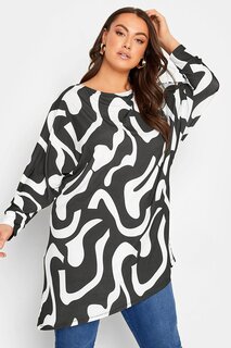 Блузка больших размеров с асимметричным вырезом и длинными рукавами с рисунком 302057 Stil Diva