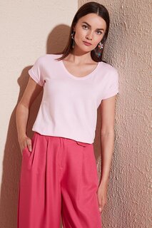 Блуза свободного кроя с V-образным вырезом 5862000 Lela, пудрово-розовый