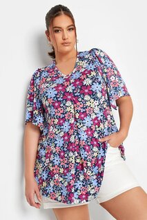 Блуза больших размеров из лайкры с V-образным вырезом и рисунком 302388 Stil Diva