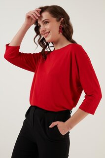 Блузка с круглым вырезом и рукавами три четверти 5861416Y Lela, красный