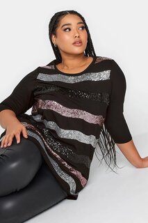 Блузка с половиной рукавов и круглым вырезом больших размеров с вышивкой пайетками 302554 Stil Diva