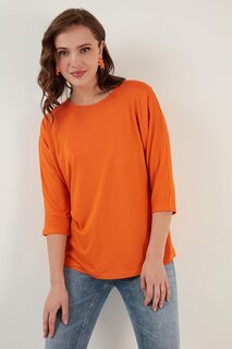 Блузка с круглым вырезом и рукавами три четверти 5861416Y Lela, апельсин