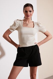 Блузка с квадратным вырезом и рукавами 5865037 Lela, серый
