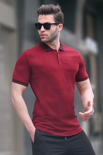 Бордово-красная мужская футболка стандартного кроя с воротником-поло 6105 MADMEXT