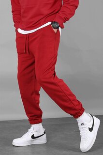 Бордово-красные базовые мужские спортивные штаны стандартного кроя MADMEXT