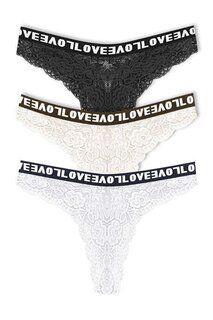 Бразильские кружевные эластичные женские трусики с высокой талией LOVE, 3 предмета HNX, белый