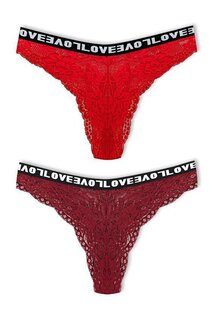 Бразильские кружевные эластичные женские трусики с высокой талией LOVE, 2 предмета HNX, красный