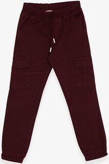 Брюки для мальчиков с эластичным поясом и карманом-карго бордового цвета (9–14 лет) Breeze
