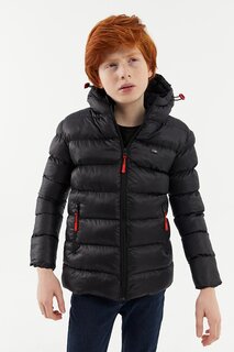 Водо- и ветронепроницаемое флисовое пальто с капюшоном для мальчика RMK-004 River Club, черный