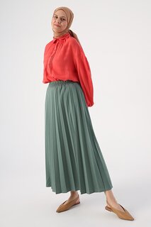 Вязаная юбка со складками цвета хаки на эластичной резинке на талии ALL DAY