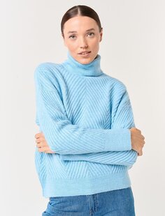 Голубой трикотажный свитер с высоким воротником и длинными рукавами Jimmy Key