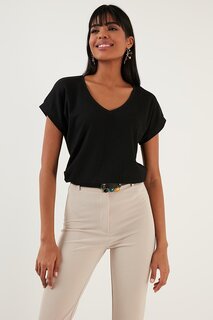 Гибкая блузка Comfortable Cut с V-образным вырезом 5865039 Lela, черный