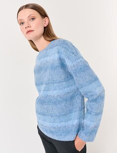 Голубой флисовый свитер с круглым вырезом и длинными рукавами Jimmy Key
