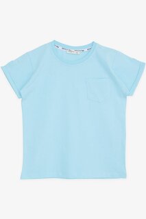 Голубая футболка для мальчика с рукавами и пуговицами (4–8 лет) Breeze