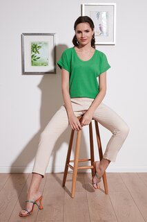 Гибкая блузка Comfortable Cut с V-образным вырезом 5865039 Lela, зеленый