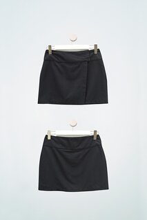 Двубортная черная мини-юбка на пуговицах FOR YOU MODA