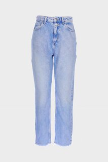 Голубые джинсы Mom C с высокой талией на молнии Ariana C 4525-141 CROSS JEANS