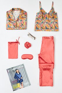 Гранатовый пижамный комплект из 6 предметов с узором «Тигр» FOR YOU MODA
