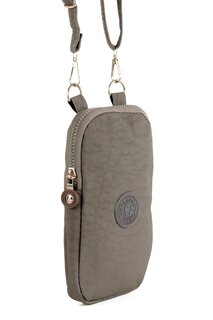 Держатель для телефона и сумка на плечо из мятой ткани унисекс с двумя отделениями (20766) Luwwe Bags, серый