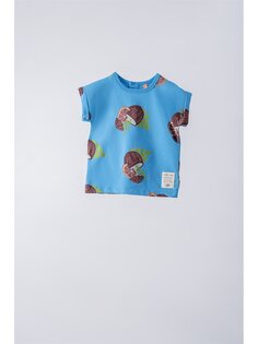 Детская футболка унисекс с круглым вырезом и принтом с короткими рукавами Moi Noi, синий