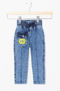 Детские джинсовые брюки с карманом-карго на эластичном поясе 14470 Wikiland