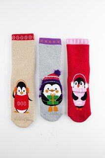 Детские носки с противоскользящим полотенцем из 3 предметов с изображением пингвина Bross