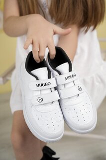 Детские удобные повседневные кроссовки унисекс на липучке Alvin, спортивная обувь Muggo, черно-белый