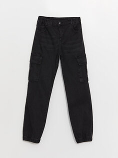 Джинсовые брюки карго для мальчиков с эластичной талией LCW Kids