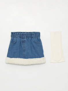 Джинсовая юбка и колготки для маленьких девочек с эластичной резинкой на талии LCW baby