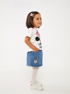Джинсовая юбка и колготки для маленьких девочек с вышивкой Минни Маус LCW baby