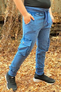 Джинсовые спортивные штаны с карманами-карго для мальчика Pina Kids