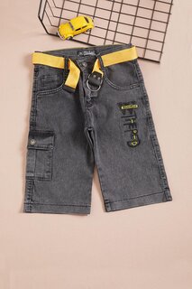 Джинсовые шорты с поясом и вышивкой для мальчиков Black 16105 Wikiland