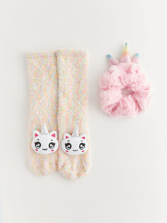 Домашние носки и пряжка для девочек с аппликацией и вышивкой LCW Kids