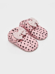 Домашняя обувь для девочек дошкольного возраста с бантиком LCW STEPS, матовый розовый с принтом