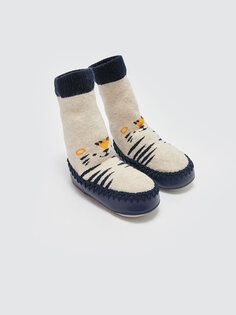 Домашние носки для маленьких мальчиков с рисунком LCW baby, экрю меланж