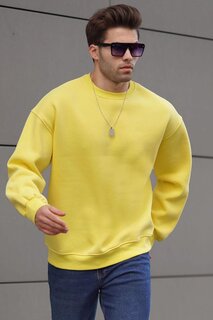 Желтый базовый мужской свитшот Oversize с круглым вырезом 6048 MADMEXT