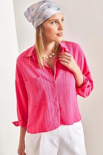 Женская асимметричная рубашка с одним карманом SHADE, фуксия