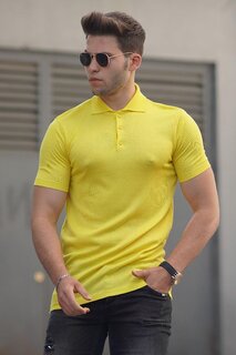 Желтая трикотажная мужская футболка поло 9289 MADMEXT