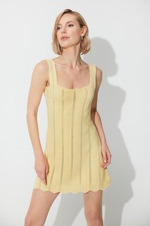Желтое платье с квадратным воротником SWD4633SA Sherin