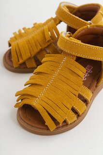 Желтые кожаные детские сандалии с ортопедической опорой для девочек MİNİPİCCO, желтый Minipicco