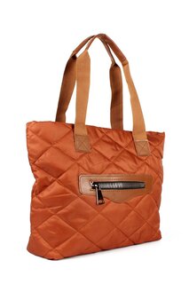 Женская атласная стеганая надувная сумка на руку и через плечо с большой молнией (LWE10500) Luwwe Bags, тан-браун