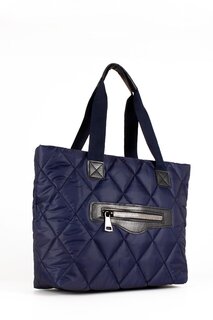 Женская атласная стеганая надувная сумка на руку и через плечо с большой молнией (LWE10500) Luwwe Bags, темно-синий