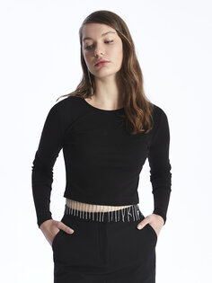 Женская блузка с длинным рукавом и блестящим камнем с круглым вырезом и длинными рукавами XSIDE, новый черный
