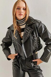 Женская байкерская кожаная куртка с курткой SHADE
